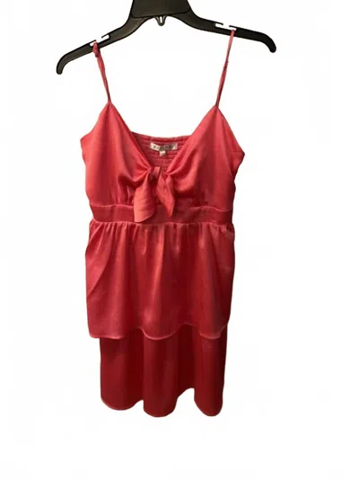 Joy Joy Women's Tie Front Layers Dress In Pink In Pattern