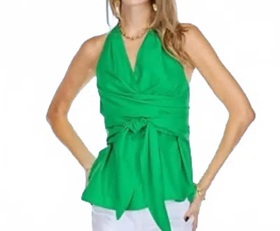 Joy Joy Wrap Halter Top In Green