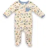 Joy Just Organic You Dino Footie In Beige Multi