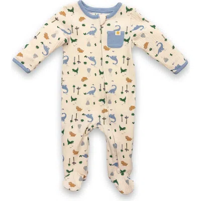 Joy Just Organic You Babies'  Dino Footie In Beige Multi
