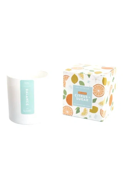 Joy Paper Co. Balance Citrus Sugar Soy Coconut Candle In White Glass