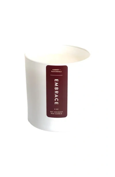 Joy Paper Co. Embrace Amber Patchouli Coconut Soy Candle In White Glass