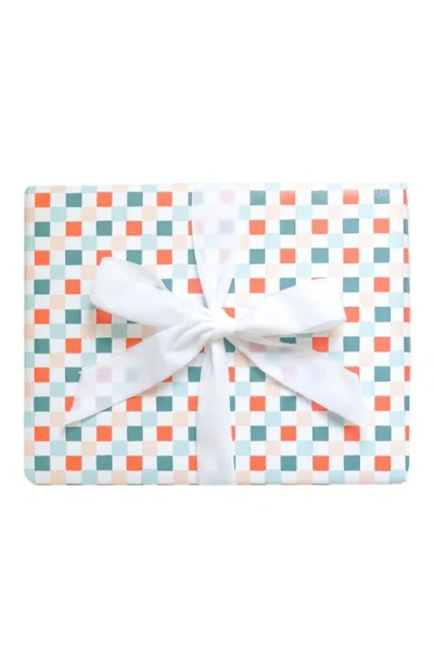Joy Paper Co. Holiday Checkered Wrapping Paper In Checkered Coral, Teal
