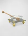 Joy Stember Metal Arts Studio Contemporary Honey Dish By Joy Stember In Gray Powdercoated Aluminum And Brass