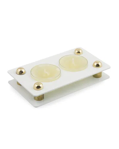 Joy Stember Metal Arts Studio Double Tea Light Holder In White