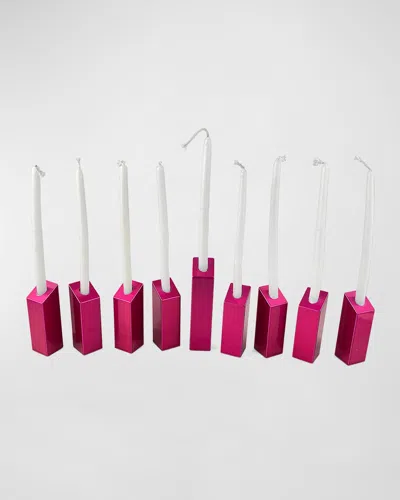 Joy Stember Metal Arts Studio Leah Menorah In Pink Powdercoated Aluminum