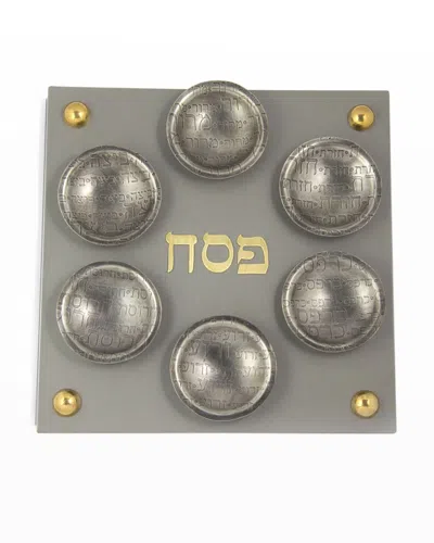 Joy Stember Metal Arts Studio Magnetic Passover Seder Plate By Joy Stember In Pewter And Brass