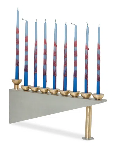 Joy Stember Metal Arts Studio Modern Geometric Menorah In Pewter