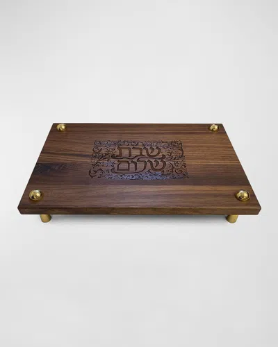 Joy Stember Metal Arts Studio Shalom Hanukkah Challah Board By Joy Stember In Brown And Brass