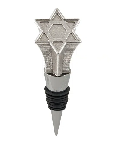 Joy Stember Metal Arts Studio Star Of David Bottle Stopper In Pewter