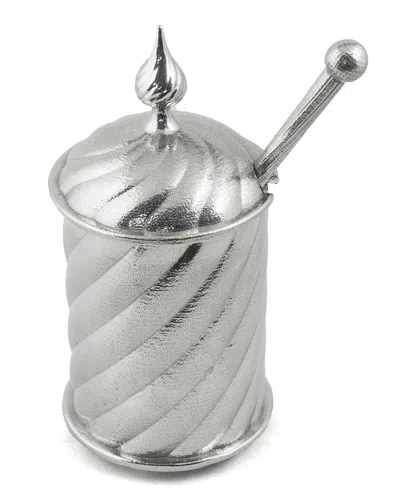 Joy Stember Metal Arts Studio Twisted Honey Jar With Dipper In Pewter