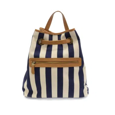 Joy Susan Women's Awning Stripe Canvas Backpack In Navy In Blue