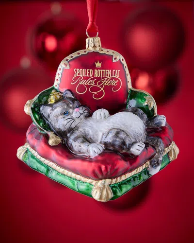 Joy To The World Collectibles A Spoiled Rotten Cat Rules Here Christmas Ornament In Multi