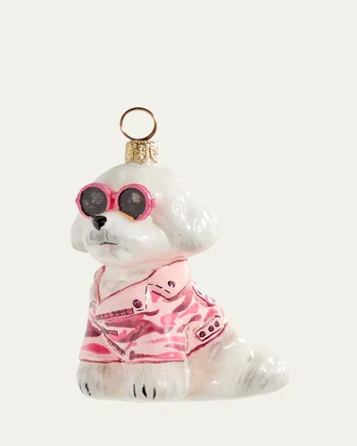 Joy To The World Collectibles Bichon Frise With Pink Camo Coat Ornament In Multi