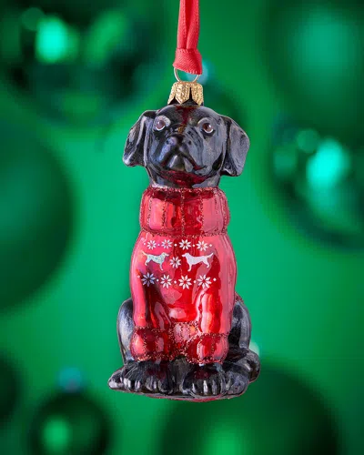Joy To The World Collectibles Black Lab In Snowflake-printed Nordic Sweater Christmas Ornament In Multi