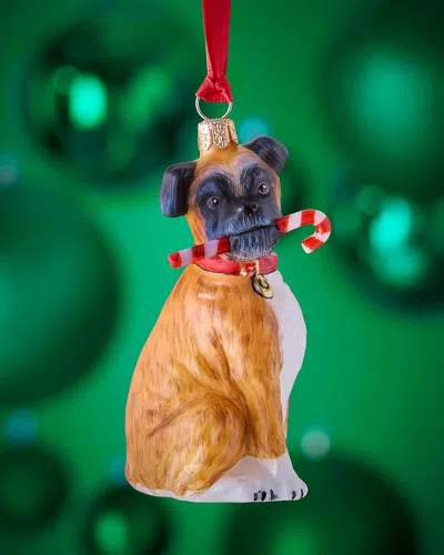 Joy To The World Collectibles Boxer With Candy Cane Christmas Ornament In Multi