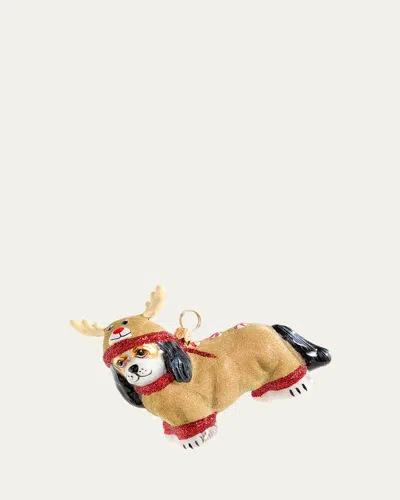 Joy To The World Collectibles Cavalier King Charles Spaniel Dog In Reindeer Sleeper Pjs Christmas Ornament - Tricolor In Multi