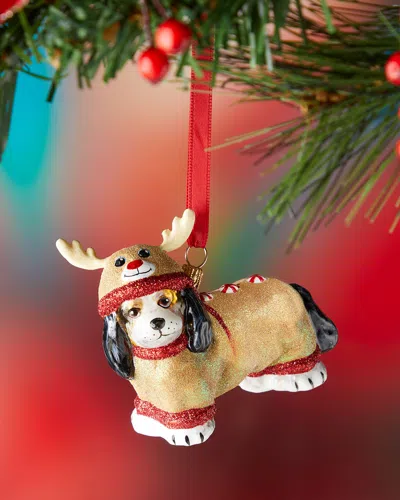 Joy To The World Collectibles Cavalier King Charles Spaniel Dog In Reindeer Sleeper Pjs Christmas Ornament - Tricolor In Multi