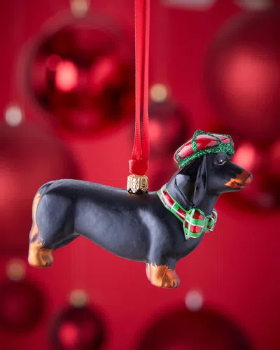 Joy To The World Collectibles Dachshund In Newsboy Hat & Bow Tie Christmas Ornament In Multi