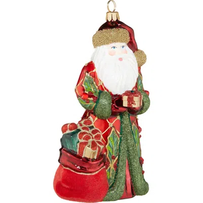 Joy To The World Collectibles Deck The Halls Santa Glass Ornament In Multi