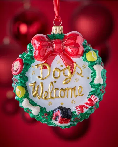 Joy To The World Collectibles Dogs Welcome Wreath Christmas Ornament In Multi