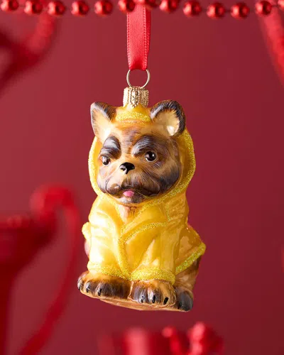 Joy To The World Collectibles French Bulldog W/ Raincoat Christmas Ornament In Yellow