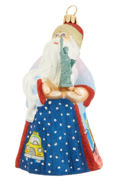 Joy To The World Collectibles Glitterazzi New York Santa Glass Ornament In Multi