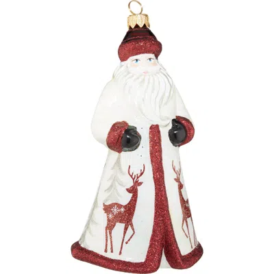 Joy To The World Collectibles Glitterazzi Reindeer Santa Glass Ornament In Multi