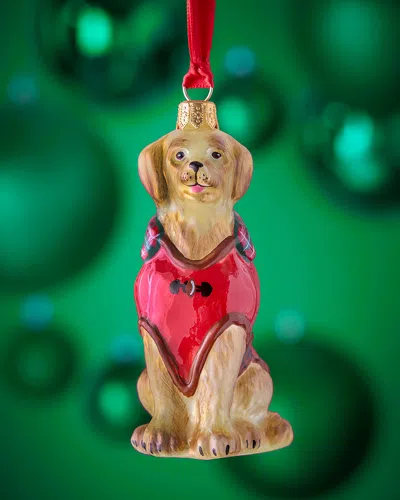 Joy To The World Collectibles Golden Retriever In Barbour Coat Christmas Ornament In Multi