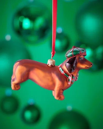 Joy To The World Collectibles Red Dachshund In Newsboy Hat And Bow Tie Christmas Ornament In Multi