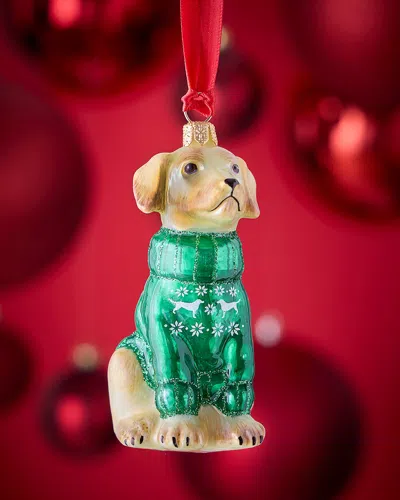 Joy To The World Collectibles Yellow Lab In Snowflake-printed Nordic Sweater Christmas Ornament In Multi