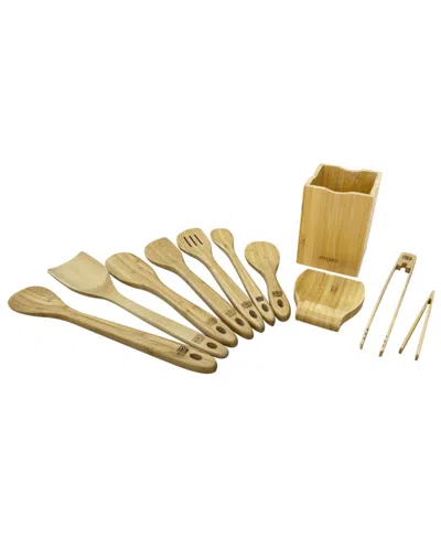 Joyce Chen Burnished Bamboo 11-piece Utensil Set In Neutral