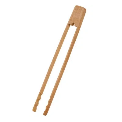 Joyce Chen Burnished Bamboo Tongs With Serrated Teeth, 11-inch In Brown