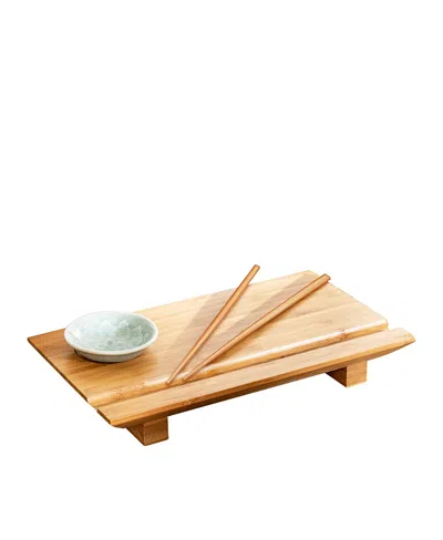Joyce Chen Burnished Sushi Board Set, 10.5 L X 6 W X 1.5 H In Brown