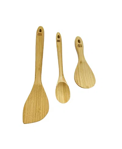 Joyce Chen Burnished Wok Utensils, 3-piece Stir Fry Set, 2.5 L X 0.61 W X 13 H In Brown