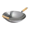 Joyce Chen Classic Series Round Bottom Carbon Steel Wok With Birch Handles, 14" In Silver