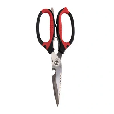 JOYCE CHEN DELUXE MULTI-USE KITCHEN SHEARS, 9" W/ RED & BLACK HANDLES