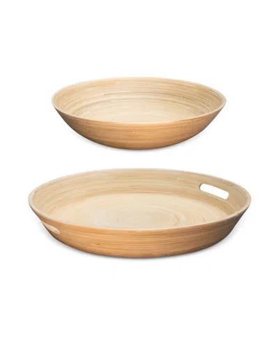 Joyce Chen Lexa Bamboo 2-pc. Handcrafted Serving Tray Set In Nude