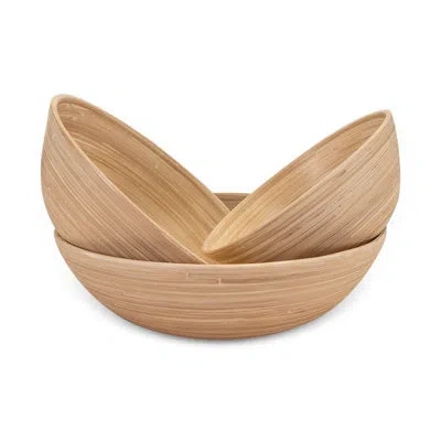 Joyce Chen Lexa Bamboo 3-piece Bowl Set, 12, 10, 8 Inch, Bamboo In Beige