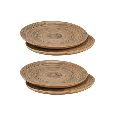 Joyce Chen Lexa Bamboo 4 Piece Serving Plate Set, 12 Inch, Black