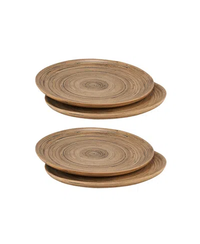 Joyce Chen Lexa Bamboo 4-pc. Handcrafted Serving Plate Set In Brown