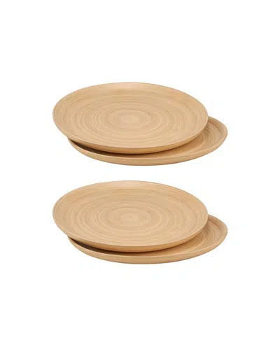 Joyce Chen Lexa Bamboo 4-pc. Handcrafted Serving Plate Set In Neutral