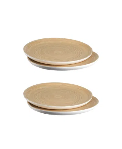 Joyce Chen Lexa Bamboo 4-pc. Handcrafted Serving Plate Set In Nude