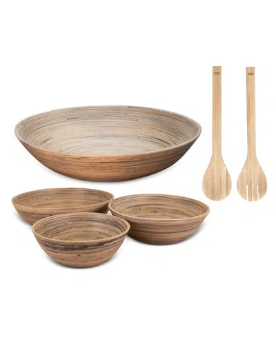 Joyce Chen Lexa Bamboo 6 Piece Handcrafted Bowl Set In Black