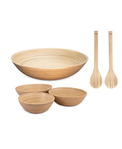 Joyce Chen Lexa Bamboo 6 Piece Handcrafted Bowl Set In Sand