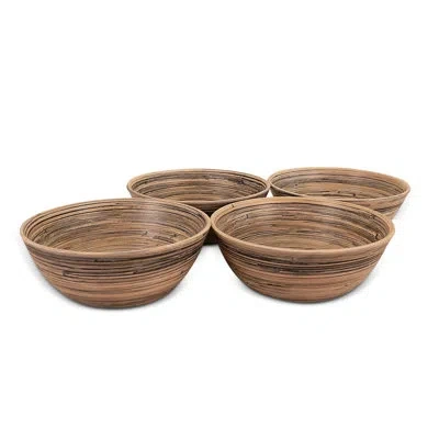 Joyce Chen Lexa Bamboo Salad Bowl Set, 8 Inch X 4, Bamboo In Black