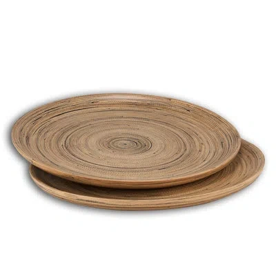 Joyce Chen Lexa Bamboo Serving Tray Set, 12 Inch X 2, Natural Bamboo In Brown