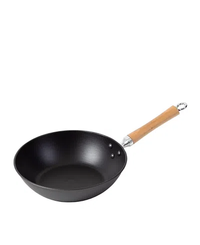 Joyce Chen Preseasoned Cast Iron Stir Fry Pan With Maple Handle, 19.75 L X 11.25 W X 4.5 H In Black