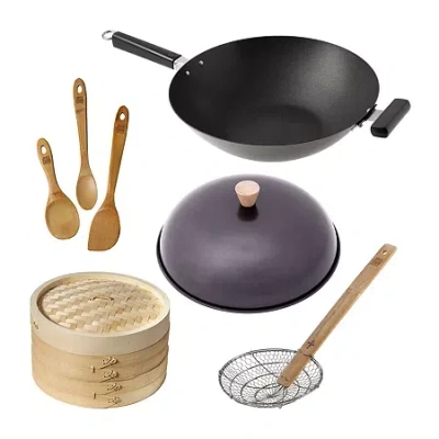 Joyce Chen Professional Series Carbon Steel 5-pc. Wok Set In Black