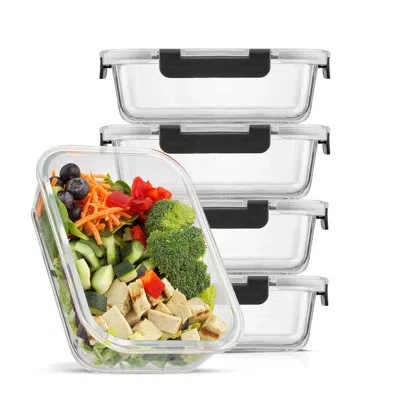 Joyjolt 10-piece Glass Food Storage Container In Black